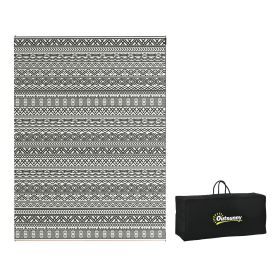 Outsunny Reversible Outdoor Rug, 9' x 12' Waterproof Plastic Straw Floor Mat, Portable RV Camping Carpet with Carry Bag, Large Floor Mat for Back