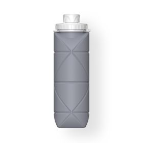 20oz Durable Collapsible Water Bottles Leakproof Valve Reusable BPA Free Silicone Foldable Travel Water Bottle For Gym Camping Hiking Travel Spor (Color: Grey)