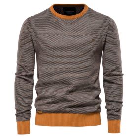 Men's Slim Fit Sweater Casual Knitted Solid Sweaters (Color: khaki, size: XL)