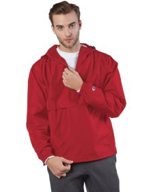 Adult Packable Anorak 1/4 Zip Jacket - BLACK - S (Color: SCARLET, size: L)