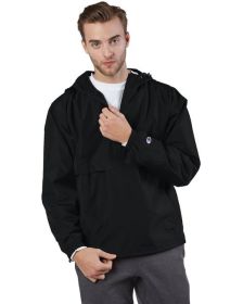 Adult Packable Anorak 1/4 Zip Jacket - BLACK - S (Color: Black, size: XL)