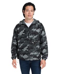 Adult Packable Anorak 1/4 Zip Jacket - BLACK - S (Color: CONCRETE CAMO, size: XL)