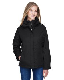 CORE365 78205 Ladies' Region 3-in-1 Jacket with Fleece Liner (Color: Black, size: XS)