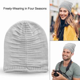 Unisex Knit Beanie Hat Winter Warm Hat Slouchy Baggy Hats Skull Cap 5 Colors (Color: Gray)